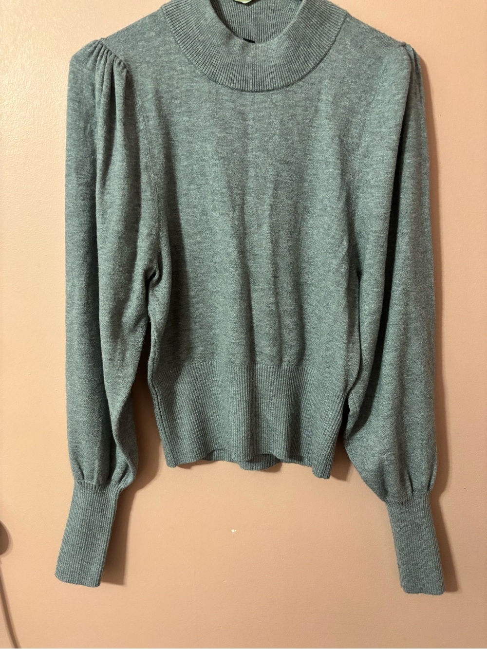 Express Light Gray Ribbed Mock Neck Sweater